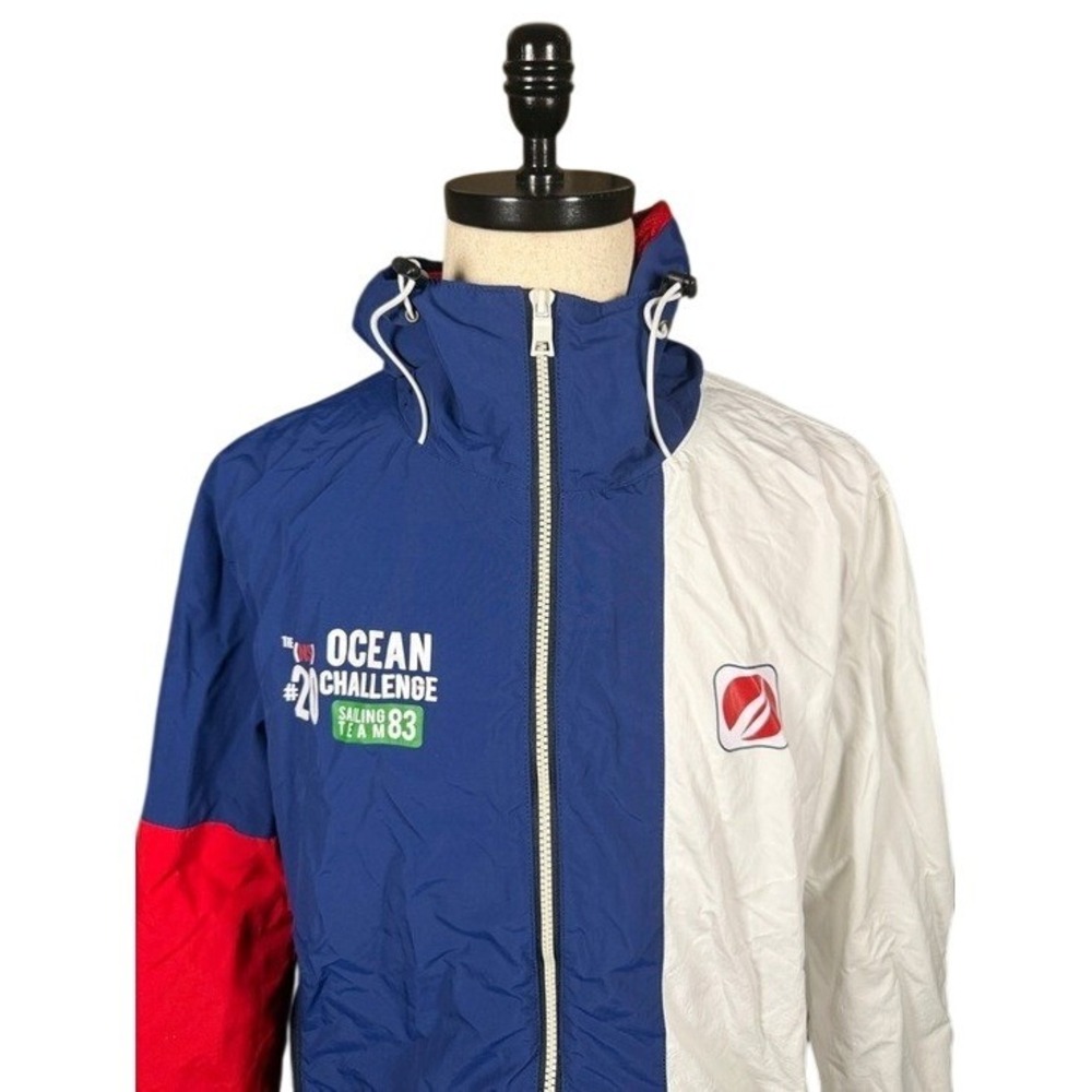 Nautica Windbreaker Mens Large Ocean Challenge Sailing Team 83 Blue White Red